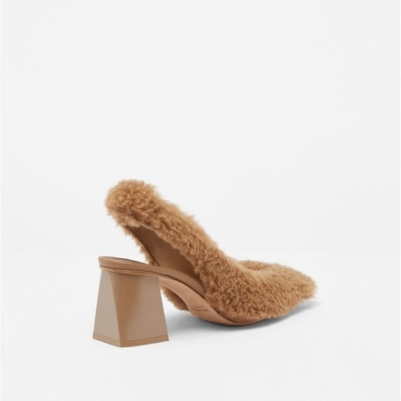 MaxMara Clarec Teddy Camel sling back heel - NEW IN BOX Size 39.5 - Picture 2 of 16